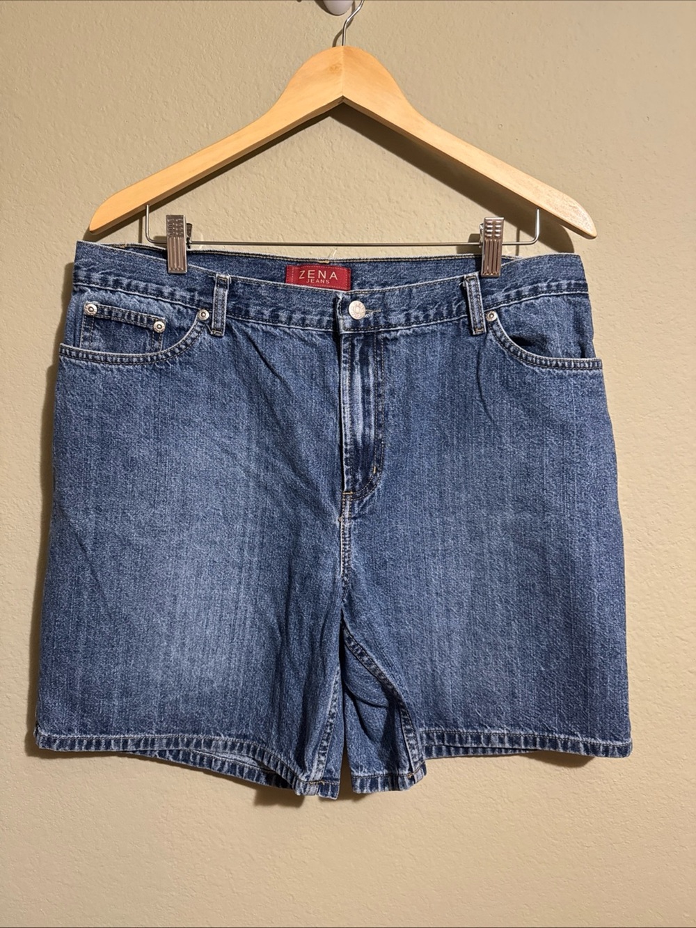 Vintage Zena Jeans Shorts Womens 14 Blue Denim High Rise Y2K 90s